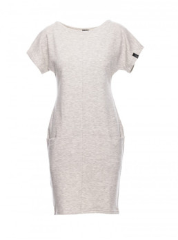 B050 Midi suknelė su kišenėmis - šviesiai pilka