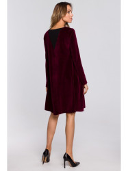 M566 Aksominė laisvo kirpimo suknelė - bordinė