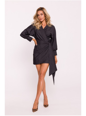 M802 Mini suknelė apgaubimu su raišteliu - grafito