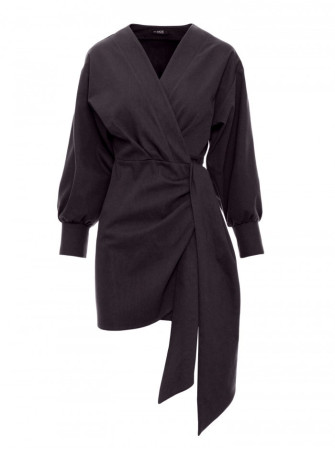 M802 Mini suknelė apgaubimu su raišteliu - grafito