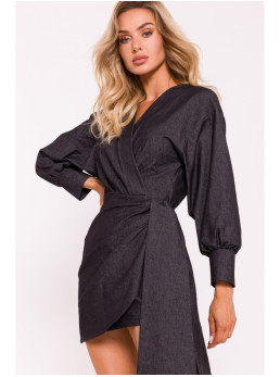 M802 Mini suknelė apgaubimu su raišteliu - grafito