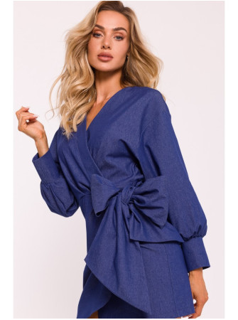 M802 Mini suknelė su juosmens raišteliu - mėlyna