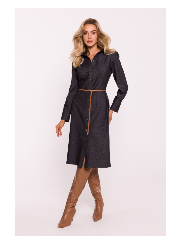 M804 Marškinių tipo suknelė su diržu - grafito