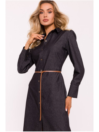 M804 Marškinių tipo suknelė su diržu - grafito