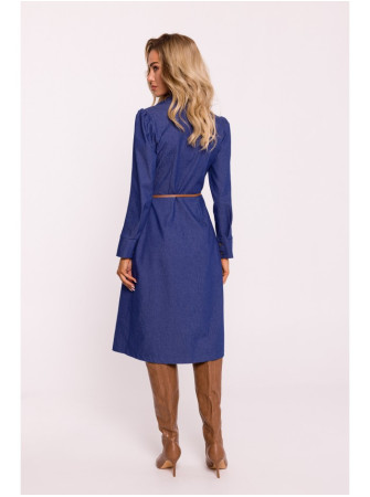 M804 Marškininė suknelė su diržu - mėlyna