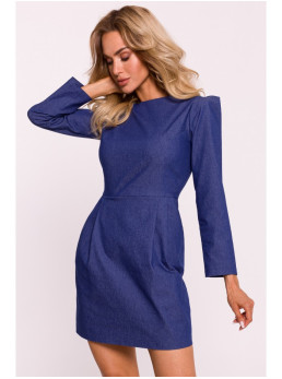 M805 Midi suknelė ilgomis rankovėmis - mėlyna