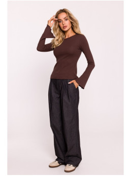 M806 Riebtinis ilgarankovis marškinėlis - ruda