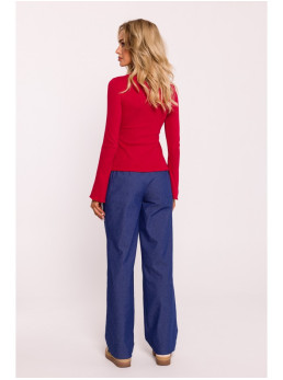 M806 Raudona dryžuota palaidinė ilgomis rankovėmis - raudona