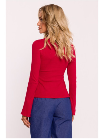 M806 Raudona dryžuota palaidinė ilgomis rankovėmis - raudona