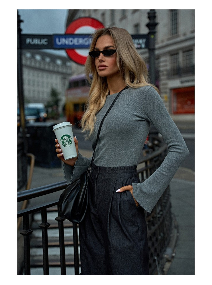 M806 Riešutinis ilgarankovis viršus - grey melange