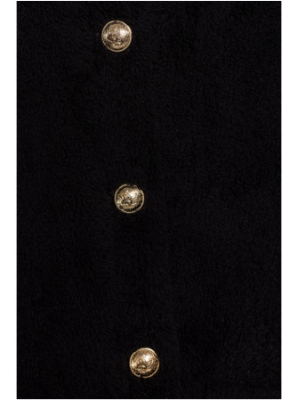 M807 Trumpas pliušinis švarkas - juoda