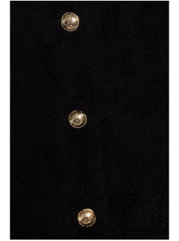 M807 Trumpas pliušinis švarkas - juoda