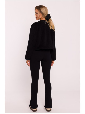 M807 Trumpas pliušinis švarkas - juoda