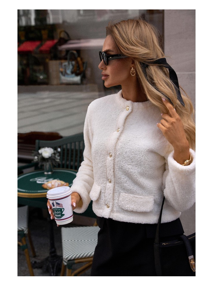 M807 Trumpas teddy švarkelis - nebalinta