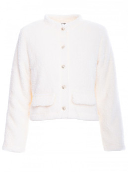 M807 Trumpas pliušinis švarkelis - nebalinta