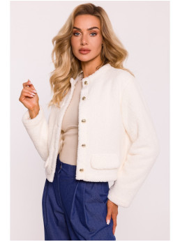 M807 Trumpas teddy švarkelis - nebalinta