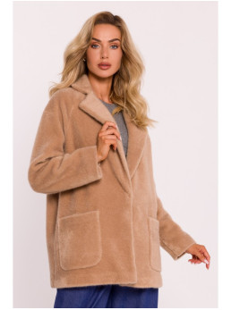 M808 Trumpas "teddy" švarkelis - smėlio