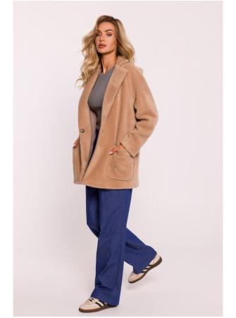 M808 Trumpas "teddy" švarkelis - smėlio