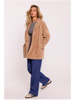 M808 Trumpas "teddy" švarkelis - smėlio