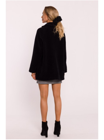 M808 Trumpas pliušinis švarkas - juoda