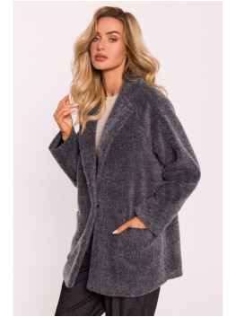 M808 Trumpintas pūkuotas švarkas - grey melange
