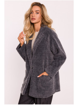 M808 Trumpintas pūkuotas švarkas - grey melange