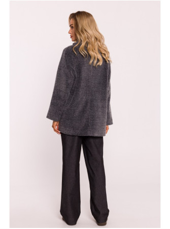 M808 Trumpintas "teddy" švarkas - grey melange