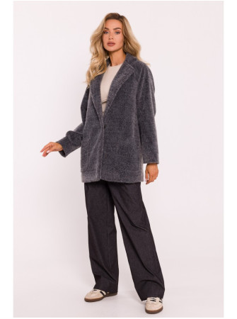 M808 Trumpintas pūkuotas švarkas - grey melange