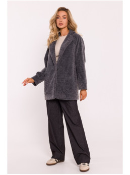 M808 Trumpintas pūkuotas švarkas - grey melange