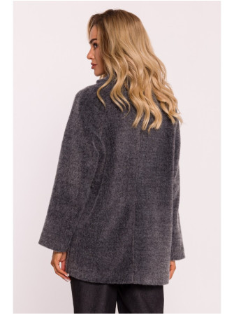 M808 Trumpintas pūkuotas švarkas - grey melange