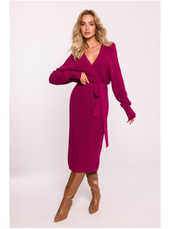 M810 Megzta suknelė su V formos iškirpte - rožinė