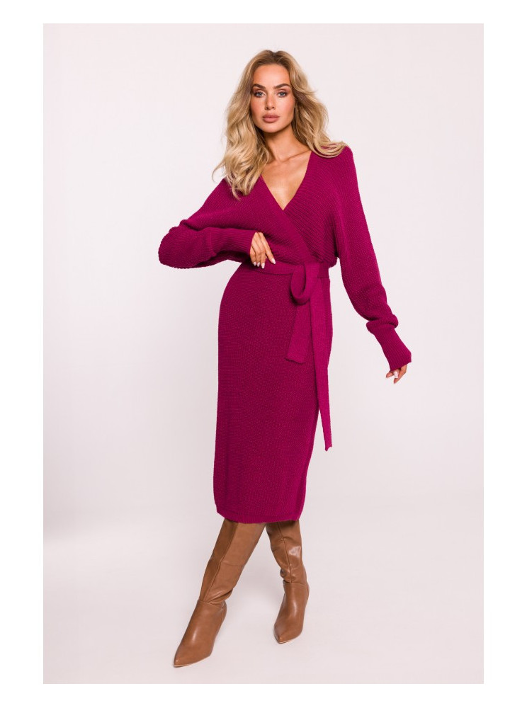 M810 Megztinis-suknelė su V formos iškirpte - rožinė