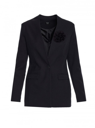 S370 Gėlėtas švarkas - juoda