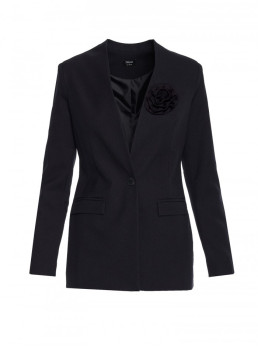 S370 Gėlėtas švarkas - juoda