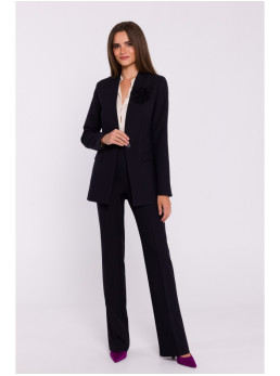 S370 Gėlėtas švarkas - juoda