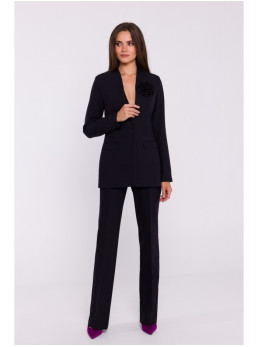 S370 Gėlėtas švarkas - juoda