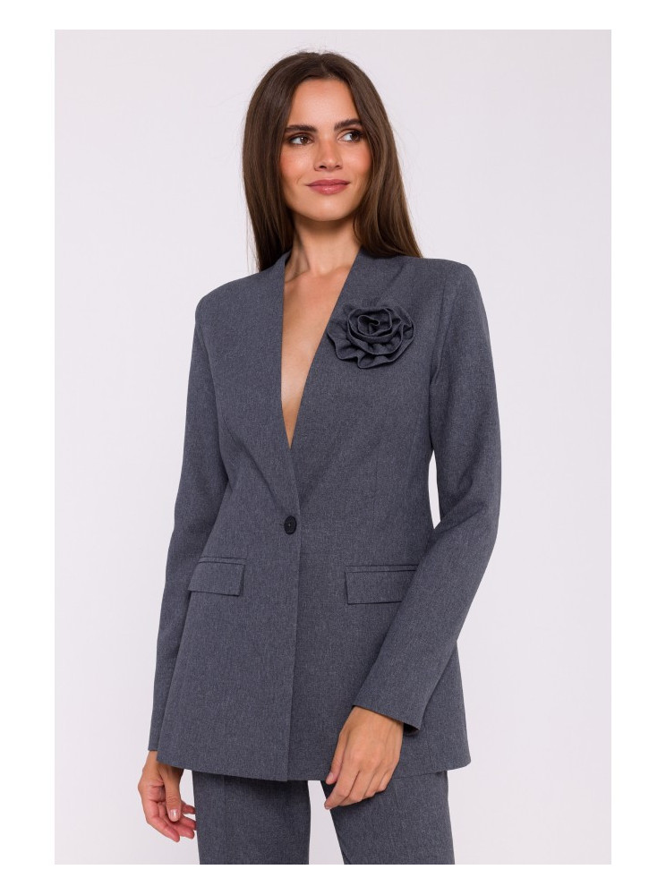 S370 Gėlėtas švarkas - pilka