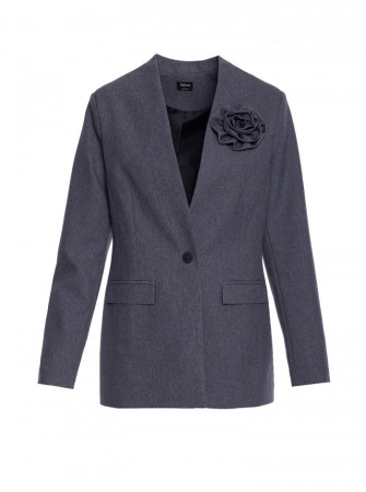 S370 Gėlėtas švarkas - pilka