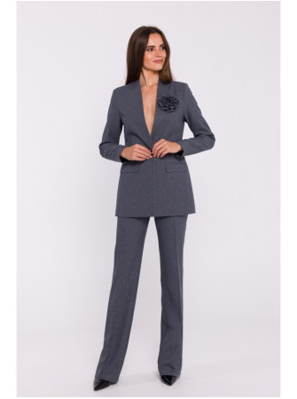 S370 Gėlėtas švarkas - pilka