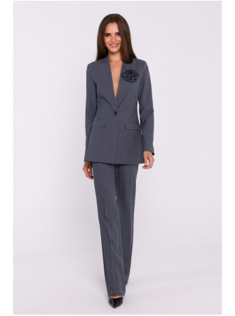 S370 Gėlėtas švarkas - pilka