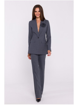 S370 Gėlėtas švarkas - pilka