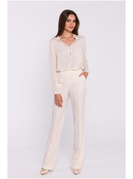 S371 Platėjančio silueto kelnės - dramblio kaulo