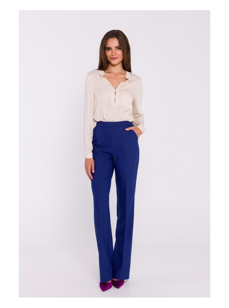 S371 Plėšyto kirpimo kelnės - mėlyna