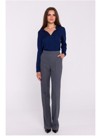 S371 Plėšyti platėjantys džinsai - pilka