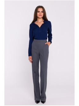 S371 Plėšyti platėjantys džinsai - pilka