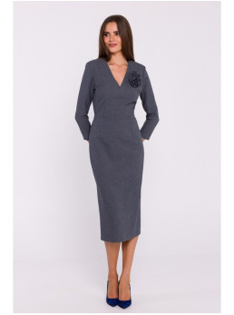 S372 Pieštuko silueto suknelė "Žiedai" - pilka