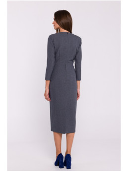 S372 Pieštuko silueto suknelė "Žiedai" - pilka