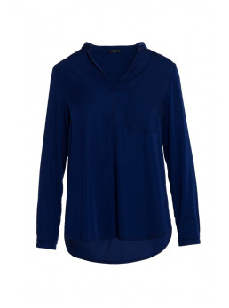 S375 Ilgomis rankovėmis palaidinė - tamsiai mėlyna