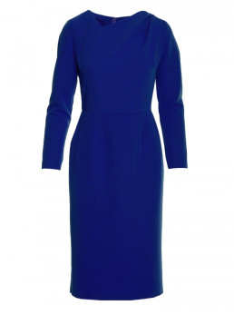 S376 Asimetriško kirpimo pieštukinė suknelė - karališka mėlyna