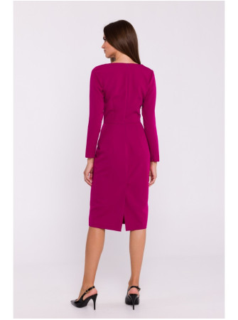 S376 Asimetriško kirpimo pieštukinė suknelė - slyvų